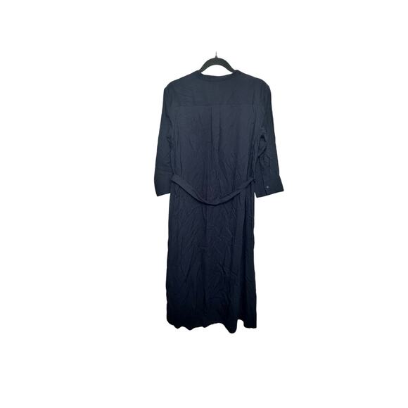 Uniqlo Navy 3/4 Sleeve Rayon Shirt Midi Dress M NWT Belted Minimalist‎ - Picture 7 of 7